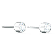 Load image into Gallery viewer, Swarovski Tennis Stud Pierced Earrings, White, Rhodium plated