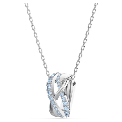 Swarovski Twist Rows Pendant, Blue, Rhodium plated