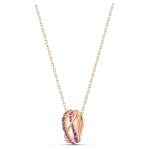 Swarovski Twist Rows Pendant, Purple, Rose-gold tone plated