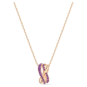 Swarovski Twist Rows Pendant, Purple, Rose-gold tone plated