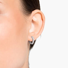 Load image into Gallery viewer, Swarovski Vittore Mini Hoop Pierced Earrings, White, Rhodium plated